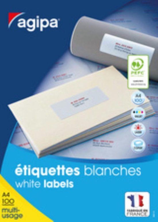 Agipa Universele Etiketten 105 x 70 mm Wit 800 Stuks