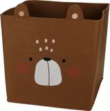 Merkloos Opbergmand/kastmand vilt kinderkamer - dieren thema beer - 32 x 32 x 32 cm - Donkerbruin