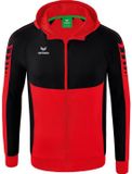 Erima Six Wings Trainingsjack Met Capuchon Heren - Zwart / Rood | Maat: XL