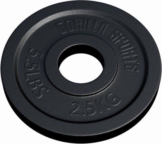 Gorilla Sports Olympische Halterschijf 2.5 kg - Gietijzer Zwart - 50mm