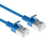 ACT Blauwe 1,5 meter LSZH S/FTP CAT6A slimline patchkabel snagless met RJ45 connectoren