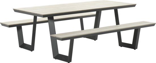 Garden Impressions Bell Picknick Set - 200x90cm - Carbon Black/Light Teak Polywood