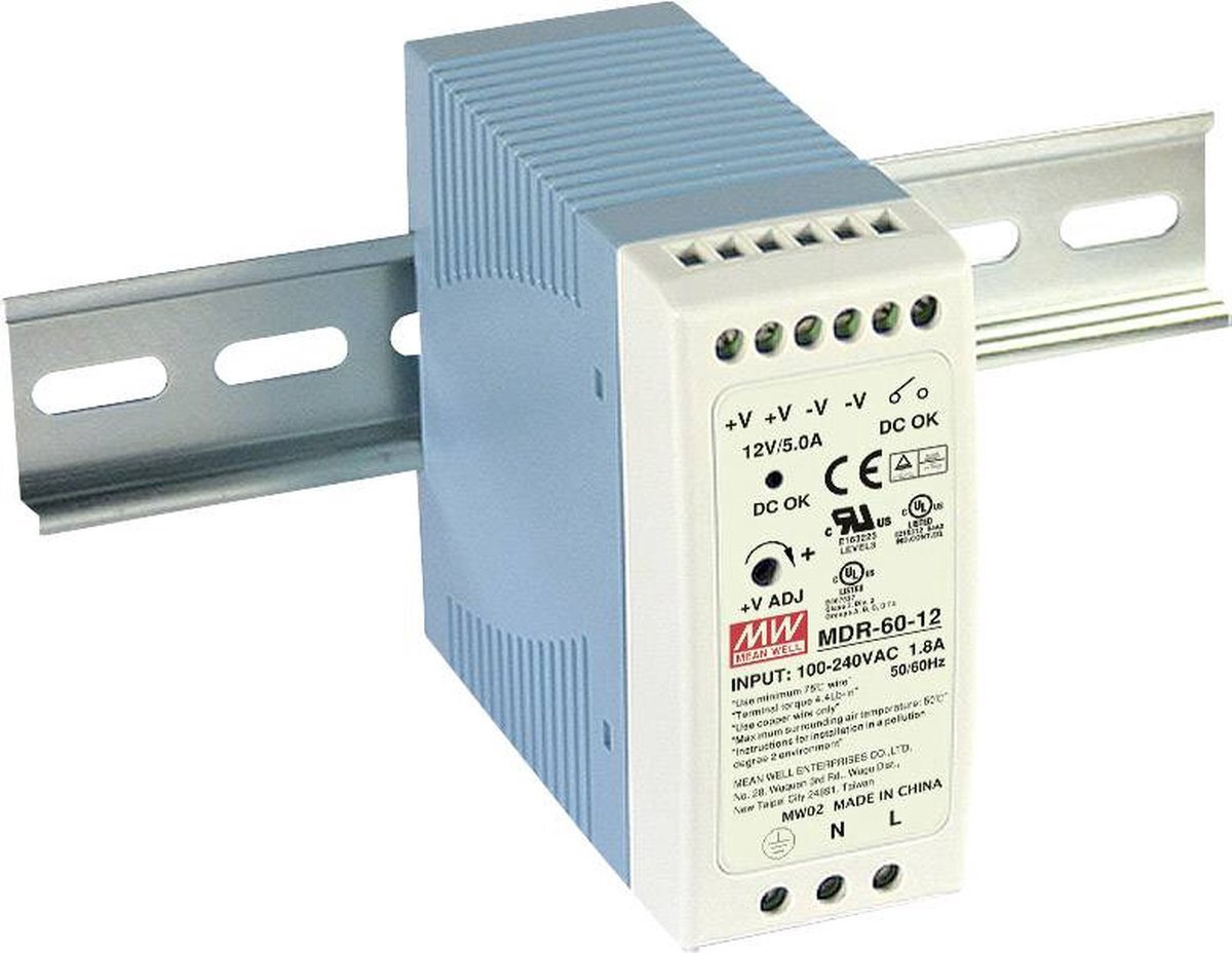 Mean Well MDR-60-48 DIN-rail netvoeding 48 V/DC 1.25 A 60 W 1 x TBV POE camera voeding