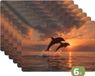 KitchenYeah Placemats - 6 stuks - 45x30 cm - Kunststof/Vinyl - Dolfijnen - Zee - Realistisch
