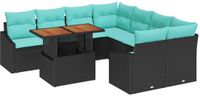 vidaXL Tuinbankenset 9 st 8-Aantal zitplaatsen Zwart en Teal