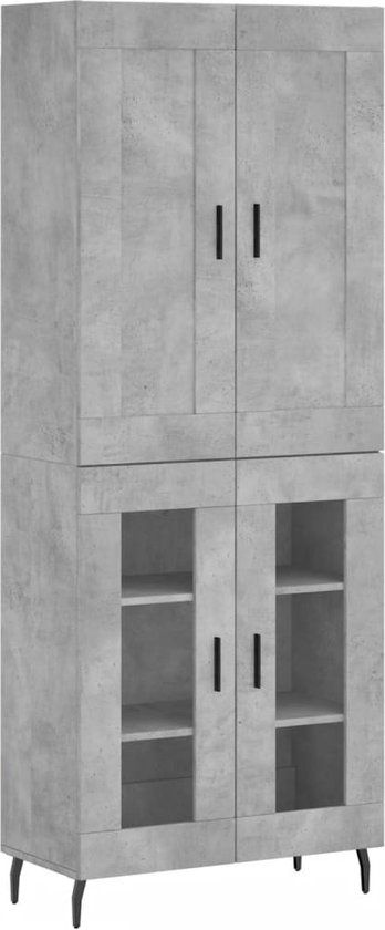 vidaXL Hoge kast 69,5x34x180 cm bewerkt hout betongrijs