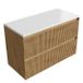 Saniclass meuble de salle de bain - 100x45x62.5cm - plateau en surface solide Torino blanc - sans trou de robinet - 2 tiroirs - chêne mat naturel