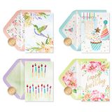 Papyrus Boxed Verjaardagskaart Assortiment, Bloemen en Kaarsen (4-Count)