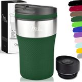 Milu Thermosbeker Koffie To Go - 210 ml 100% Lekvrij - Thermobeker, Koffiebeker To Go, Drinkbeker van Roestvrij Staal - Autobeker Dubbelwandige Isolatie - Thermos Beker Auto- Travel mug - Thermo Beker Olijfgroen