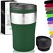 Milu Thermosbeker Koffie To Go - 210 ml 100% Lekvrij - Thermobeker, Koffiebeker To Go, Drinkbeker van Roestvrij Staal - Autobeker Dubbelwandige Isolatie - Thermos Beker Auto- Travel mug - Thermo Beker Olijfgroen