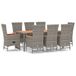 vidaXL 9-delige Tuinset met Kussens Poly Rattan Grijs
