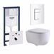 GROHE QeramiQ Dely Swirl Toiletset - 36.5x 53cm - Grohe Rapid inbouwreservoir - slim zitting - witte bedieningsplaat - rechthoekige knoppen - glans wit