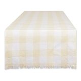 DII Zwaargewicht Geruit met Franjes Collectie Tafellinnen, Tafelloper, 35,5 x 183 cm, Naturel