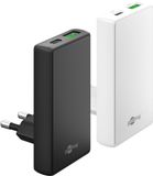 goobay GaN 75719 45 W platte GaN USB C-oplader, dual-port (USB-C & USB-A) snellader, 90° plat design, ultraplat en ruimtebesparend, voor Apple, Samsung, Huawei, tablets & etc., zwart