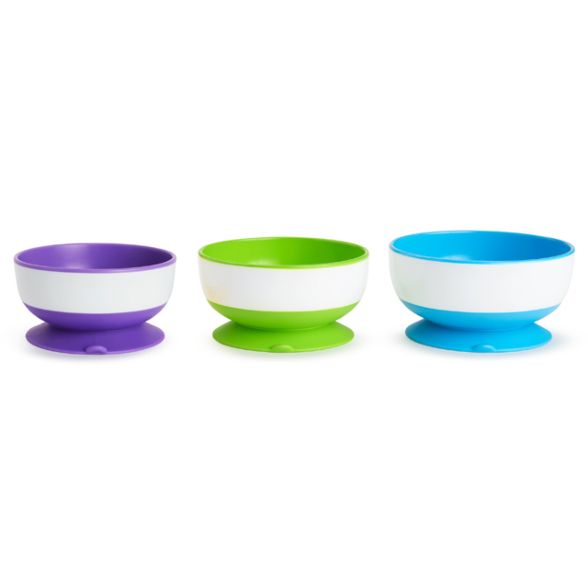 Munchkin Stay Put Suction Bowls - 3-Pack - Blue/Green/Purple