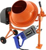 MonsterShop Cement mixer & handheld concrete vibrator - orange - 70l - 2m shaft