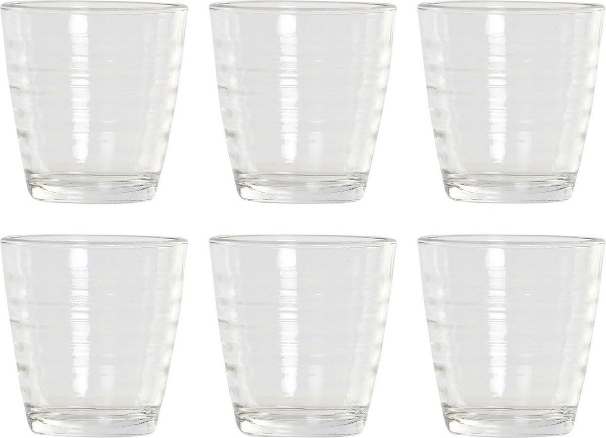 12x Transparante Waterglazen/Drinkglazen Streep Relief 250 ml - Glas