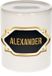 Bellatio Decorations Shoppartners Bv Spaarpot met voornaam Alexander - wit - met goud/zwart embleem - 8 x 9 cm - keramiek - met afsluitdop - cadeau verjaardag