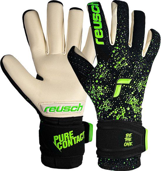 Reusch Pure Contact Gold Voetbalhandschoenen Zwart-Groen Volwassenen - Lente/Zomer 2023