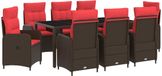 vidaXL Bartafel Set 2 Persoons Polyrattan Bruin en Rood