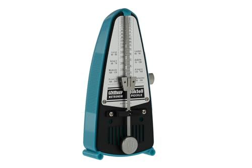 Wittner Taktell Piccolo Serie 830 Metronoom kunststof behuizing zonder bel turquoise mechanisch opwindmechanisme geen batterijen nodig Made in Germany