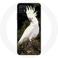 Maniacase Hoesje voor Samsung Galaxy A22 5G Cacatoes papegaaien wit op de boom