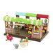 Li'l Woodzeez WZ6630Z Farmers Markt | Hoppin' Farmers Market speelgoedwinkel met 68 stuks, kar, afneembare mand, weegschaal, producten, brood, planten en borden