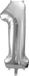 Partydeco Ballon en aluminium numéro 1 86cm argent