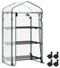 Serre - Serre pour plantes - 3 étagères - Porte rabattable - Roues - Protection hivernale - 70 x 50 x 131 cm - Blanc