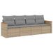 vidaXL 5-delige Loungeset met Kussens, Poly Rattan, Gemengd Beige