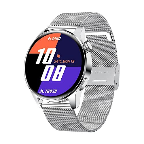 JUSHZ Android Smart Horloge voor Mannen Smart Horloges voor Vrouwen Smartwatch met Call Functie Oproep en Tekst Polsband Bluetooth Bellen Spelen Muziek Neem Foto's Stap Tellen, Zilver1