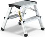 Merkloos / Sans marque 2-Traps Aluminium Dubbelzijdige Huishoudladder 125kg Capaciteit - Trapladder met Werkladderplatform - Multifunctionele Ladder - 2 Treden - 39x41x20cm