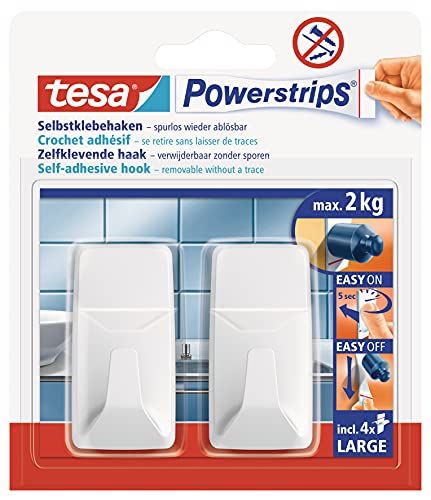 tesa Powerstrips haken L rechthoekig, wit