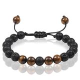 Memphis Kralen armband Memphis Verstelbaar Lavasteen Tijgeroog 8mm