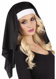 Boland Hoofdkapje Non - 8x - Zwart/Wit - One Size - Adultes - Thème de couvent - Nonne - Carnaval
