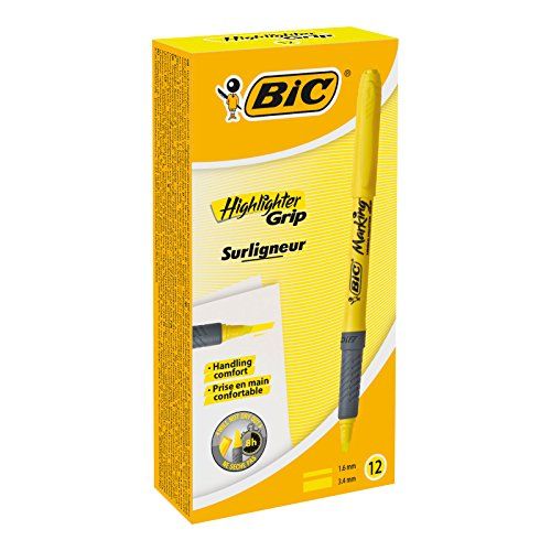 BIC 811935 Pack van 12 gele afgeschuinde tip markeerstiften