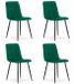 LEOBERT Set van 4 Eetkamerstoelen KARA Groen – Velvet Bekleding, Ergonomisch Design, Zwarte Metalen Poten, Comfortabele Zitting, Max. 120 kg
