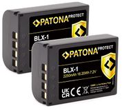 Patona V1 Protect BLX-1 batterie 2X (2250mAh) avec capteur NTC et boîtier V1 - compatible avec Olympus OM-1