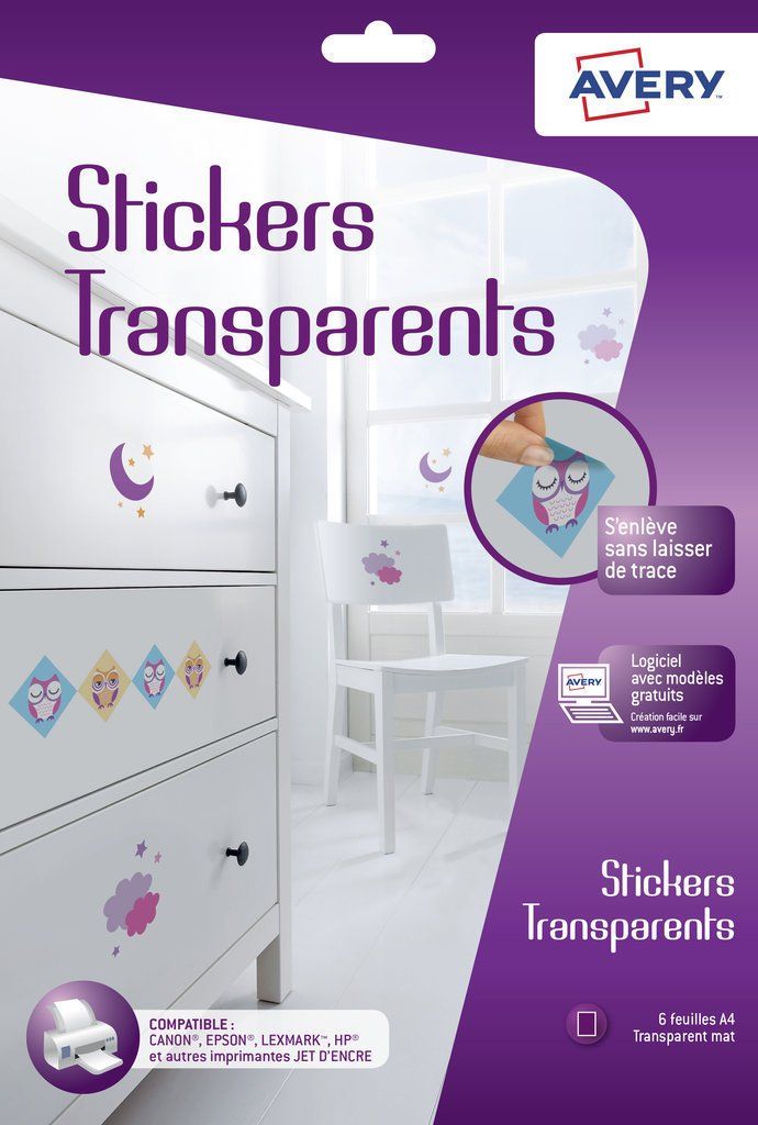 Avery C9421 Printeretiketten transparant papier inkjet-technologie