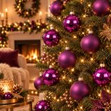 Inge-glas Christmas Kerstballen - 36x - paars - glas - D8 cm - glans en mat