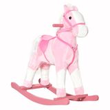 HOMCOM Cheval à bascule pour enfants, jouet en peluche courte, 74x28x65cm, rose
