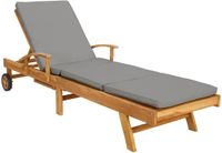 vidaXL Ligstoel met Kussen 100% Polyester Massief Teak