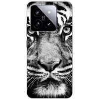 Xiaomi Siliconen hoesje - Compatibel met Xiaomi 14 Pro - ontwerp tigre blanc et noir
