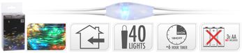 Guirlande de Noël 40 LED multicolores en fil de fer argenté sur piles avec minuterie 2 mètres
