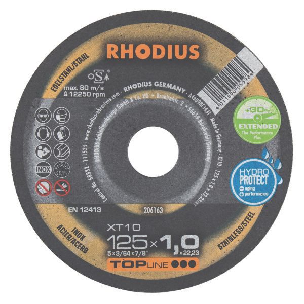 Rhodius XT10 TOPline Lll - Doorslijpschijf - 125 x 22,23 x 1,0mm - 50 Stuks
