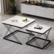 MODENUIT Ensemble de tables basses - 2 tables carrées avec aspect marbre brillant - Noir