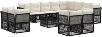 vidaXL - Tuinbank - Set - 12 zitplekken - Zwart - Polyrattan