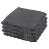 Ardoise Sous-verre en verre - 4x - 10 x 10 cm - Anthracite
