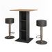 Vicco Table haute – 75 x 75 cm avec 2 tabourets de bar Chêne or/anthracite