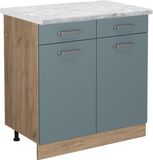 Vicco R-Line Keukenonderkast – 80 cm WB Marmer Blauw-grijs
